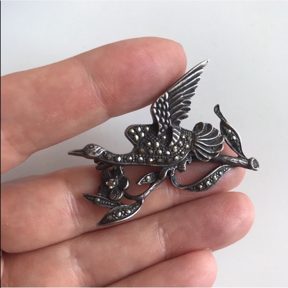 Antique Bird Silver Brooch 1940’s Vintage Pin 925 - Picture 1 of 5